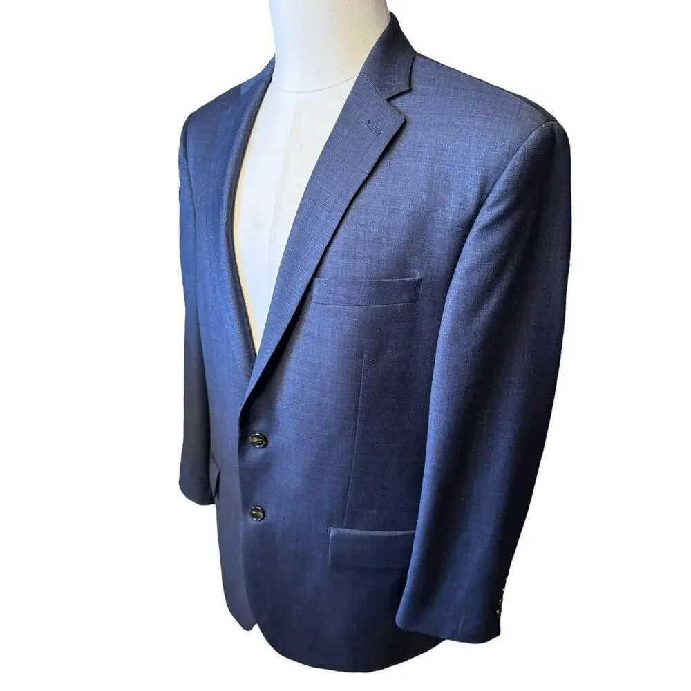 Ralph Lauren Men’s 43R Wool Navy Blue Muted Plaid Two Button Sport Coat Blazer